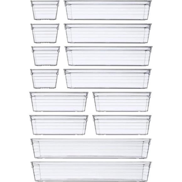 Other - 14 PCS Clear Plastic Drawer Organizer Tray